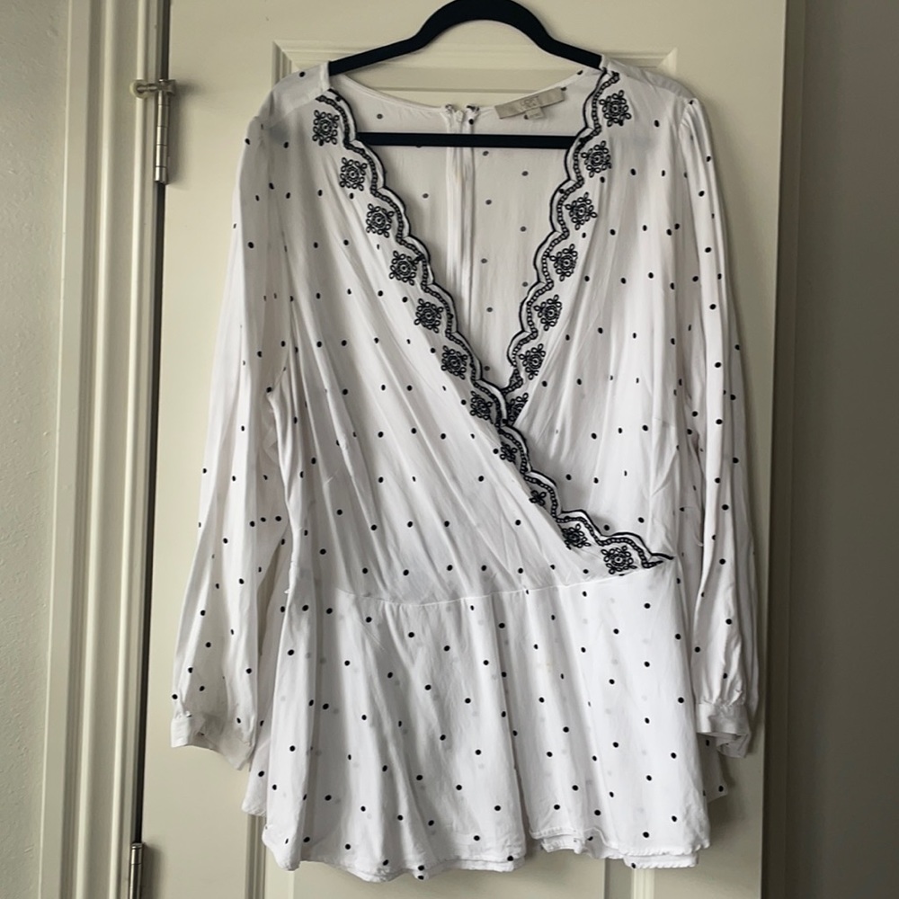 Loft Plus Size Faux Wrap Peplum Top